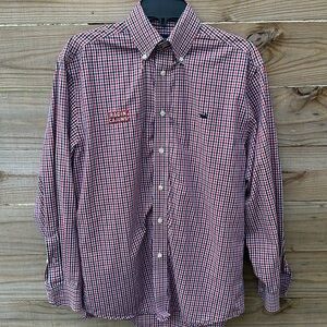 Southern Marsh red plaid button down long sleeve Ragin Cajuns Louisiana